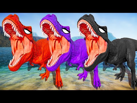 T-REX COLOR PACK vs INDORPTOR vs INDOMINUS REX vs SPINOSAURUS - Jurassic World Evolution