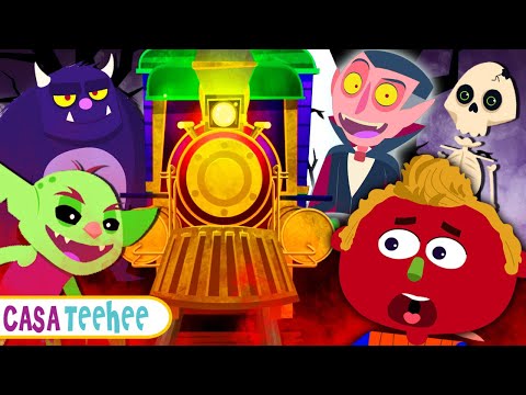Tunel do trem Assombrado de Halloween | Músicas de esqueleto assustador e assustador | Casa TeeHee