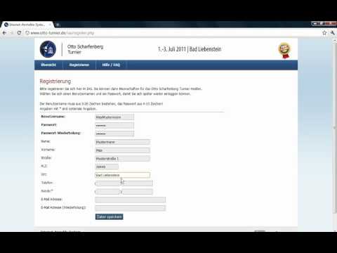 Otto Scharfenberg Turnier -- Tutorial 1: Registrierung