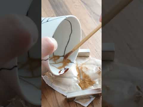 Repairing broken ceramics by kintsugi