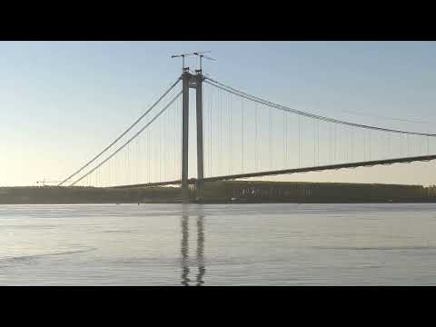 Podul suspendat peste Dunăre, Brăila ~ Galati ~ Tulcea ~  Plaja Lipoveneasca ~ Romania ~ 4k60fps