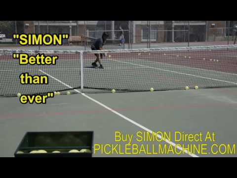 Simon2 pickleball throwing machine.  Backhand baseline returns.