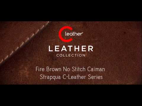 CR0100 Fire Brown No Stitch Caiman Strapgua C-Leather Series For Rolex 20mm Clasp