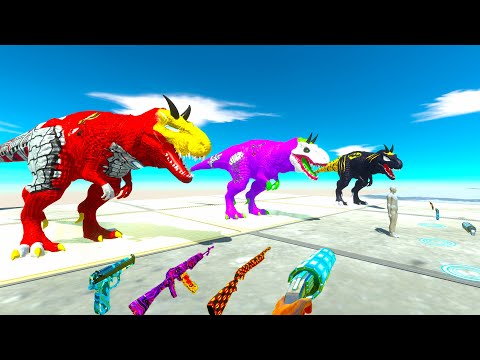 3x T-REX + FPS AVATAR RESCUE MISSION DEATH RUN - Animal Revolt Battle Simulator