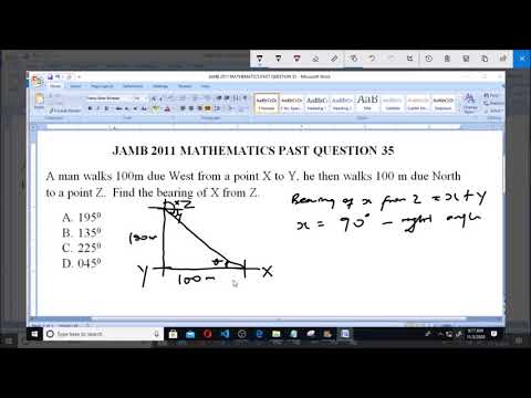 JAMB 2011 MATHEMATICS PAST QUESTION 35 Bearing