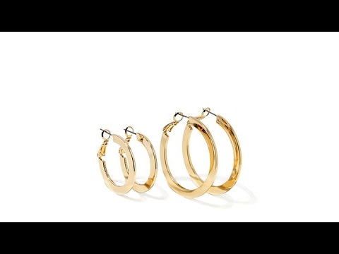 R.J. Graziano "It Takes Two" Set of 2 Metal Hoop Earrings