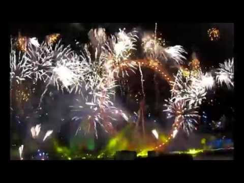 New Year Eve Party Light Show and Fireworks 2013 - 2014 at London Eye, London