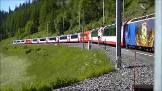 preview picture of video 'Rhätische Bahn - De Glacier Express in Bahndorf Bergün op 13-06-2013'