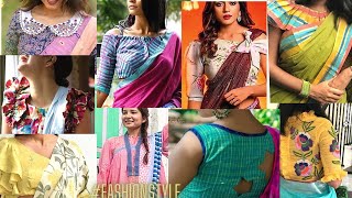 Beautiful Linen Saree Blouse Design || Cotton Saree Blouse Design || Blouse Design || #fashionstyle