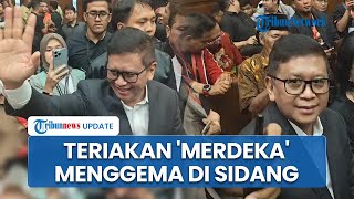 Hasto Disambut Teriakan 'Merdeka' di Ruang Sidang, Ribka Tjiptaning & Djarot Hadir Beri Dukungan