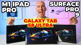 Three Of The Best Tablets Compared: Surface Pro 9 Vs Galaxy Tab S8 Ultra Vs Ipad Pro.