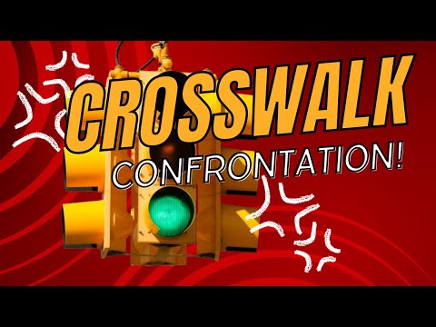 CROSSWALK CONFRONTATION!!  Pedestrian deftly diffuses a spicy situation in the crosswalk!