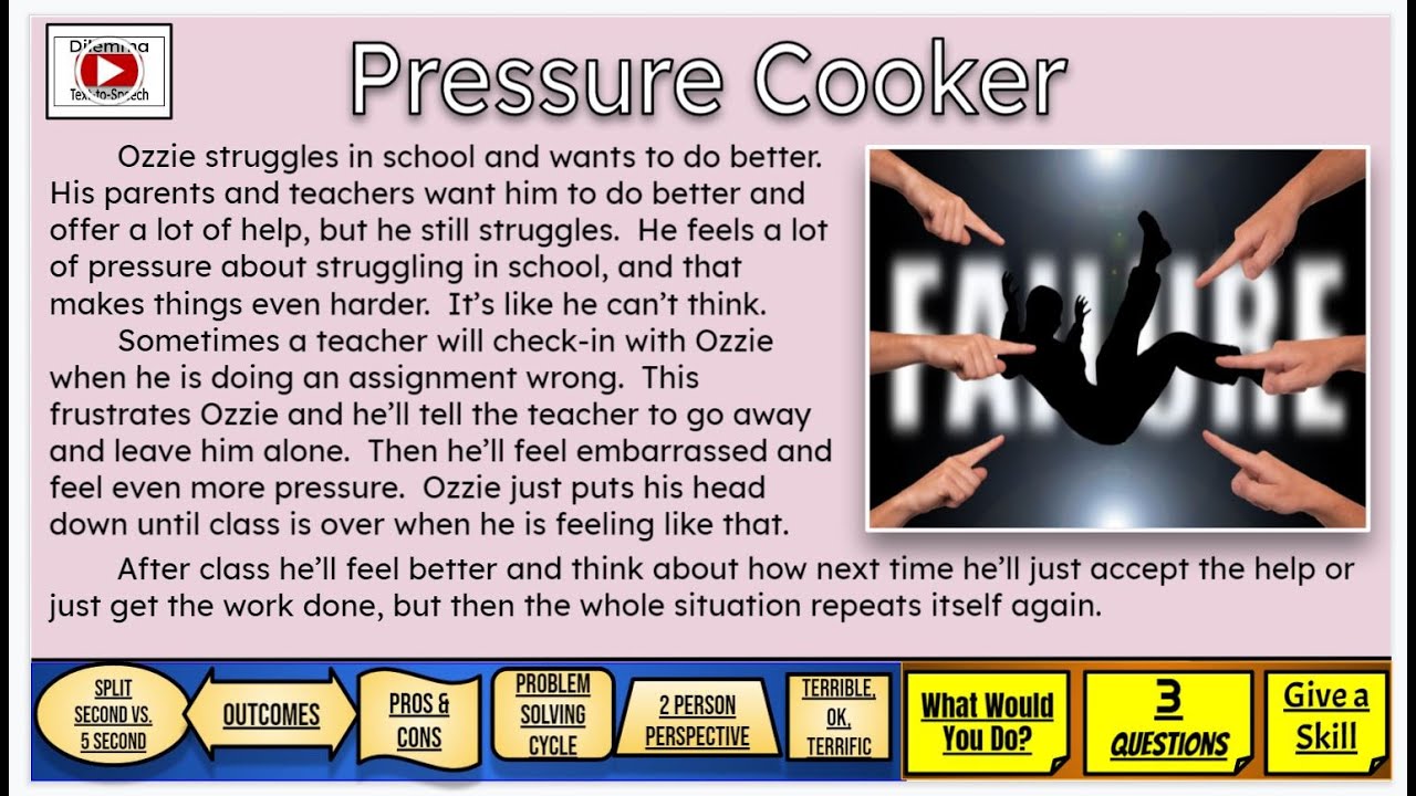 Pressure Cooker and Problem Solving Cycle Social Emotional Lesson Situation Example