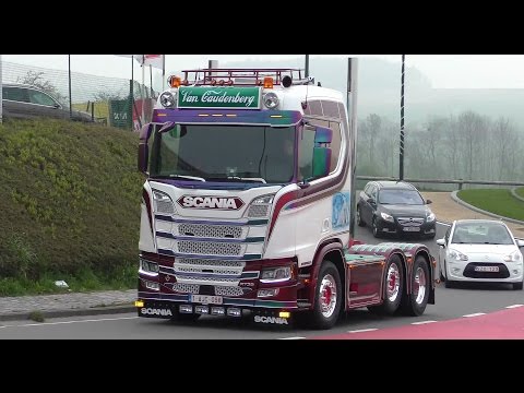 Truckshow Ciney 2017 with new Generation Scania V8, open pipes sound 4K UHD