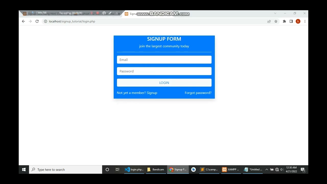 Login Form Using HTML, Bootstrap, PHP/MySQL