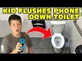 Kid Temper Tantrum Flushes Phone Down Toilet GROUNDED Original