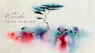Watercolor Sakura Tree on Rocks | Relaxing easy watercolor Painting for Beginners