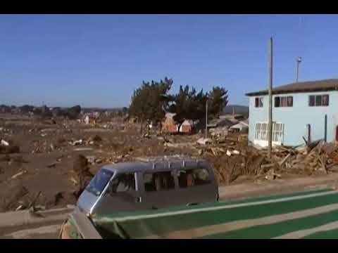 Devastation in Pelluhue, Maule, Chile, after tsunami