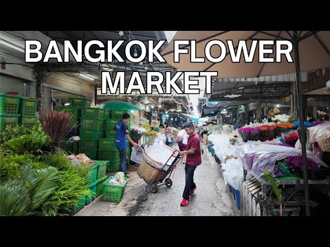 Bangkok Flower Market (Pak Khlong Talat) Walking Tour | 4K No Talking