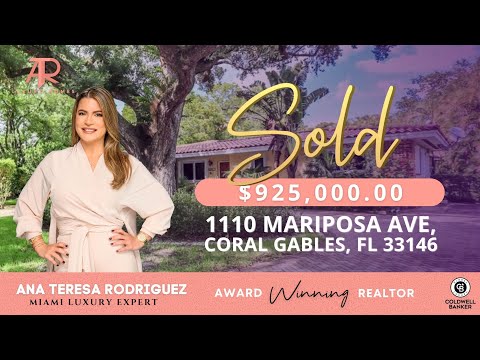 #Miami SOLD: 1110 Mariposa Avenue and 5901 Turin Streets, Coral Gables, FL