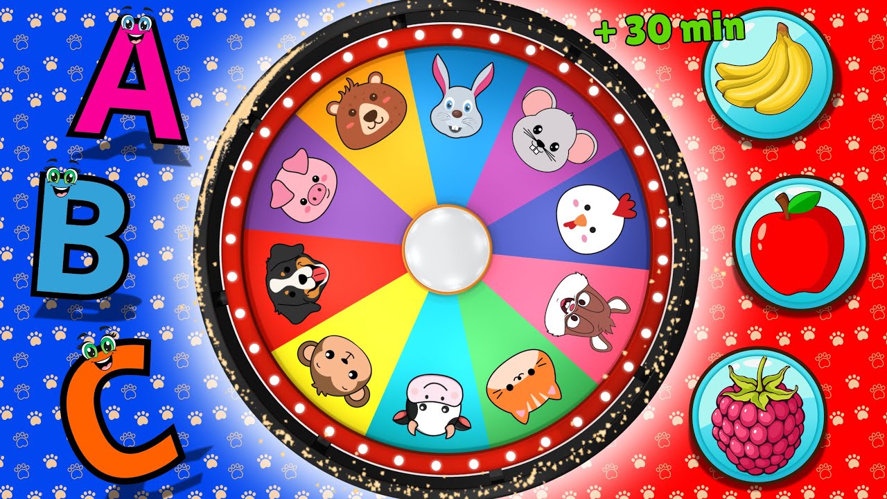 Aprender as letras - Aprender os nomes dos animais e das frutas - Desenho infantil educativo