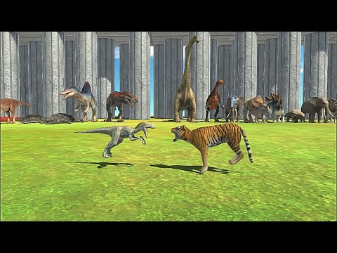 CARNIVORE DINOSAURS + REPTILES VS HEBIVORE DINOSAURS + MAMMALS - Animal Revolt Battle Simulator