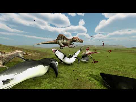 4 Spinosaurus vs 4 Megalodon - Beast Battle Simulator