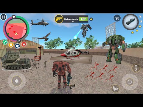 Rope Hero: Vice Town (Transformer Ball Destroy Army Helicopter and Army Tank) Task Complete - HD