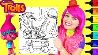 Coloring Trolls Poppy & Branch Dancing Crayola Coloring Page Prismacolor Markers | KiMMi THE CLOWN