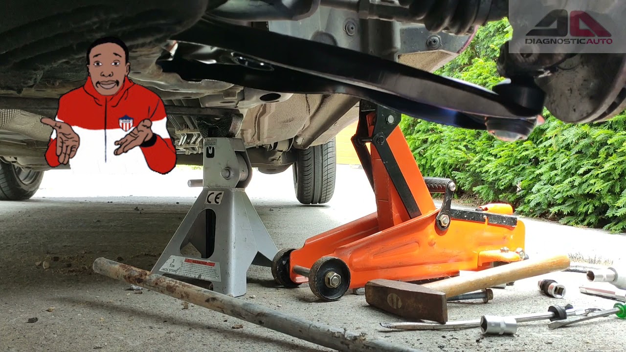 Bruit/claquement sur chaque bosse, la rotule de suspension a cédé. Test et remplacement du triangle