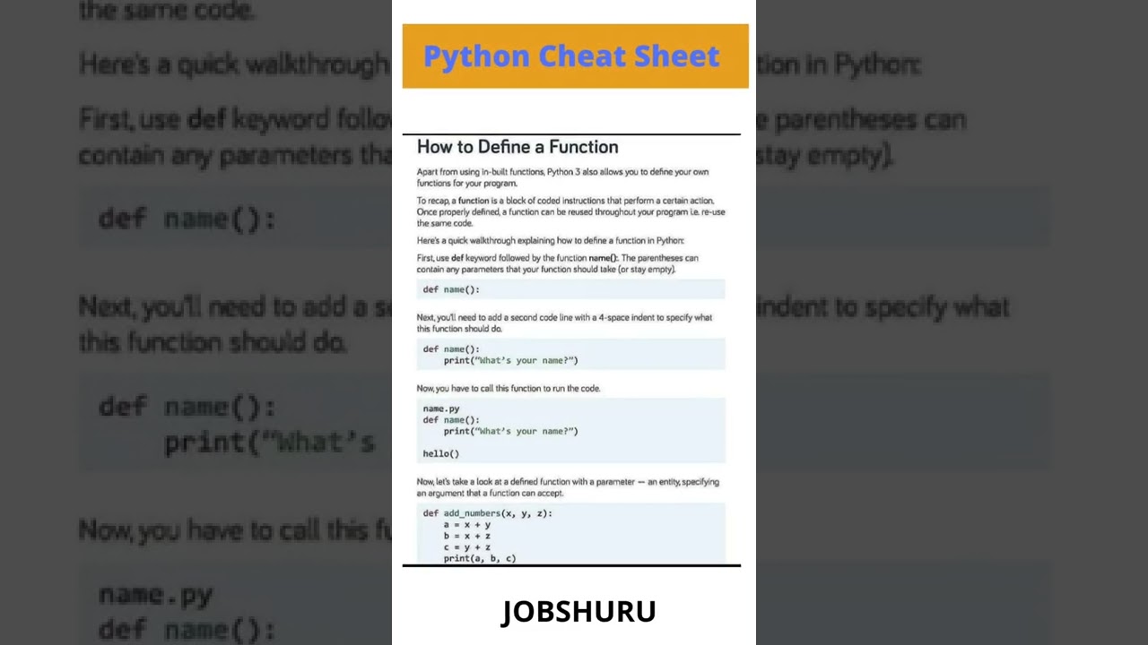 Python Cheat Sheet | Python Tutorial for Beginners | #shorts #python #pythonprogramming