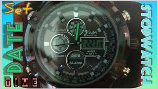 How To Set Date And Time On Digital Watch | How To Set Date Time Stopwatch And Alarm On Sports Watch