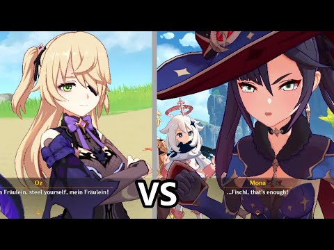 Fischl VS Mona & Referee Paimon "Swimming Race" Golden Apple Archipelago l Genshin Impact