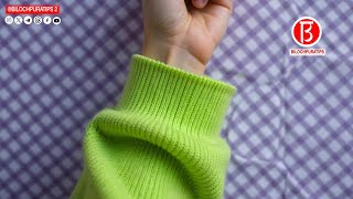 The sleeves of the sweatshirt were shortened with a large-eye steel needle and it looked like