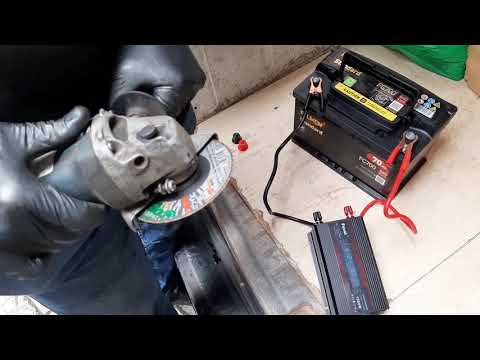 Testing FOVAL 12v to 220v 1500w car power inverter with angle grinder, power inverter