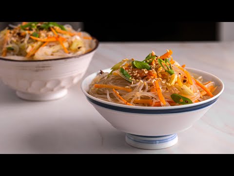 Chinese Glass Noodle Salad with Spicy Dressing - Easy Vegan Recipe