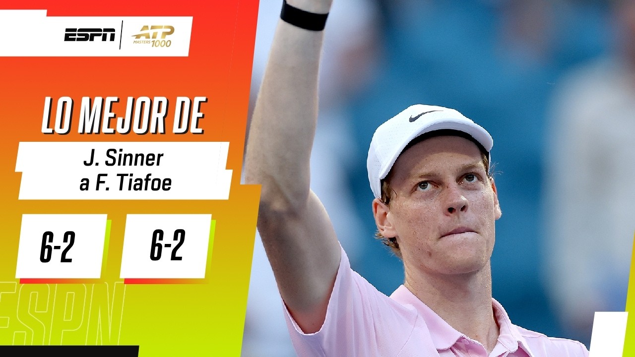 SINNER SUMO SU DÉCIMO TRIUNFO CONSECUTIVO ANTE TIAFOE Y SE METIÓ EN SEMIFINALES DE MIAMI | RESUMEN