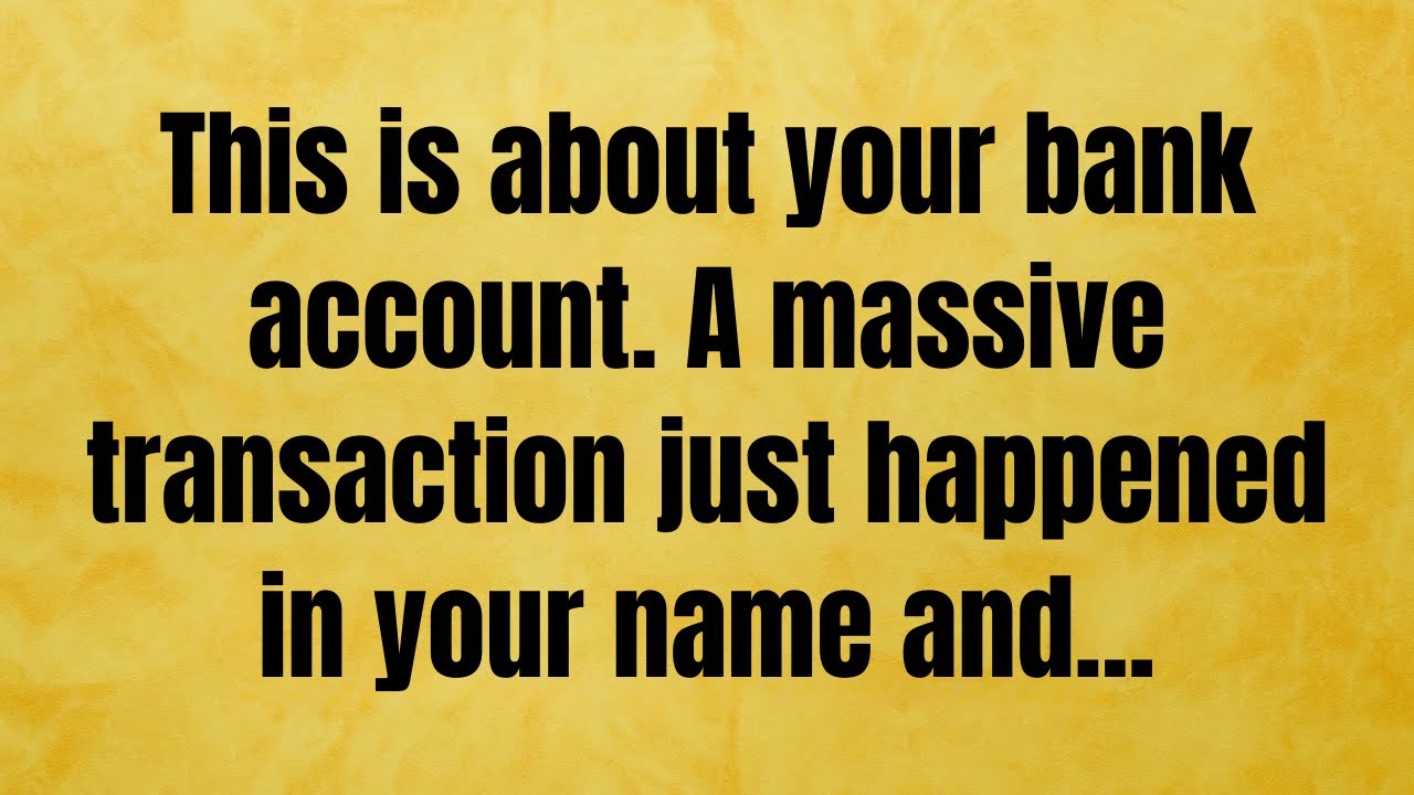 🔴 This is about your bank account. A massive transaction just happened in your name and..