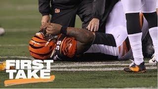 First Take reacts to JuJu Smith-Schuster&#39;s hit on Vontaze Burfict during MNF | First Take | ESPN