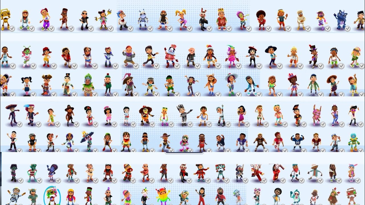 ✅Mostrando todos los personajes y Outfits de Subway Surfers - 133 Characters total 2.27.0 versión