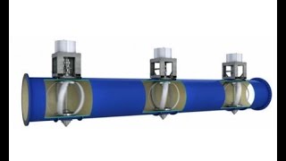 Hydropower in a Pipe. Turbines generate electricity from water flowing through municipal pipes.