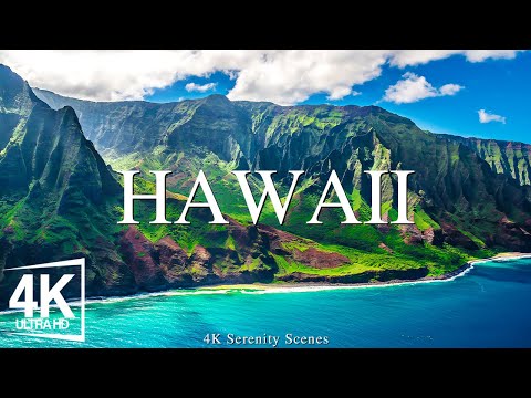 FLYING OVER HAWAII - Relaxing Music With Beautiful Natural Landscape - Videos 4K