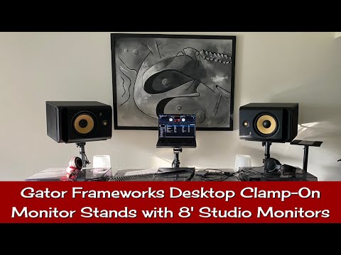 Gator Frameworks Desktop Clamp-On Monitor Stands with 8' Studio Monitors