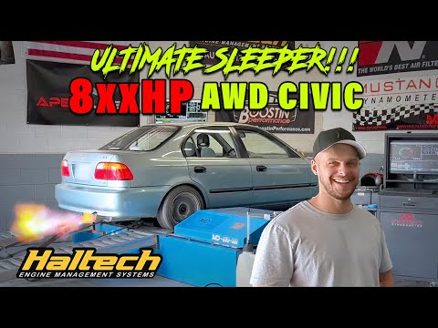 Ultimate Sleeper! AWD Honda Civic on Haltech at Boostin Performance, Strain Gauge, VTEC, B18 Turbo
