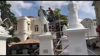 4 more statues have risen along the Singapore River next to Sir Stamford Raffles