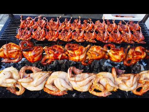Amazing grilled meat stall, popular street food @ Chhouk Meas market, Phnom Penh street food