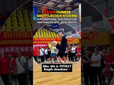 Chinese shuttlecock kicking with fast footwork and martial arts-style moves#fyp #china #jianzi