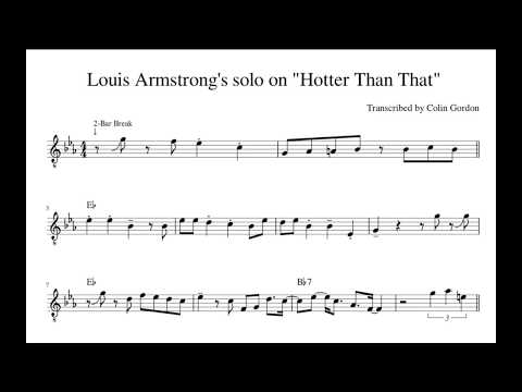 Louis Armstrong — "Hotter Than That" (Hot Five, 1927) Scat Solo Transcription