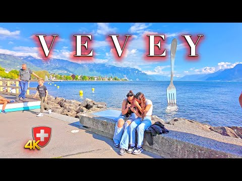 SWITZERLAND VEVEY 🇨🇭 Experience the Beauty of Vevey's Embankment of Lake Geneva & Old Town 4K
