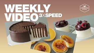 #25 일주일 영상 3배속으로 몰아보기 (노오븐 체리 치즈케이크, 오렌지 커드 쿠키, 더블 초콜릿 케이크) : 3x Speed Weekly Video | Cooking tree